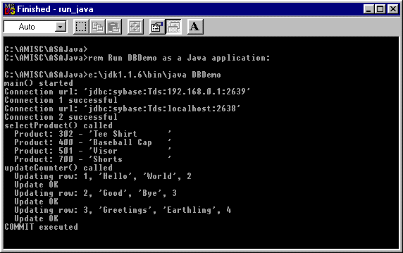 Figure 1: DBDemo Output