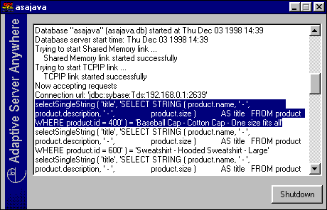 Figure 8: DBSRV6 Console Display