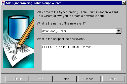 Add Synchronizing Table Script Wizard