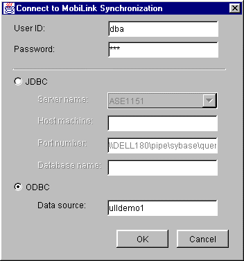 Tools - Connect to MobiLink Synhronization