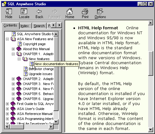 HTML Help in Adaptive Server Anywhere 6.0.03