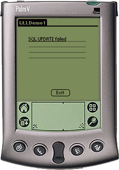 ULLDemo1 Displays SQL UPDATE FAILED on Palm V