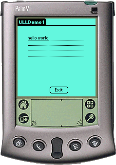 ULLDemo1 Displays hello world on Palm V