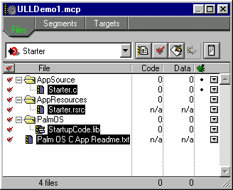 New CodeWarrior Project ULLDemo1.mcp