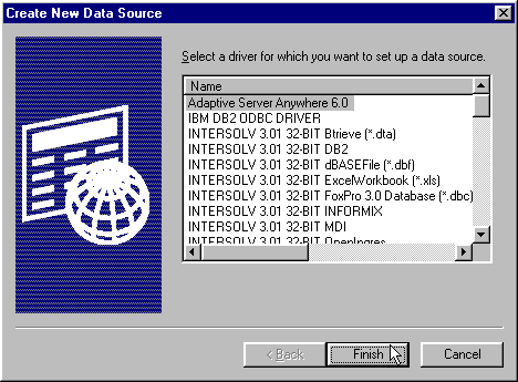 ODBC Data Source Administrator - Create New Data Source